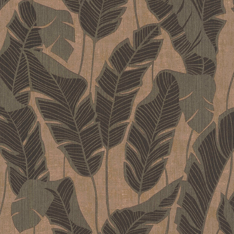 Wallpaper with jungle pattern, brown, black and gold, 1403415 AS Creation