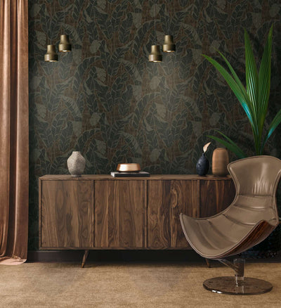 Wallpaper with jungle pattern, brown and black, 1403417 AS Creation