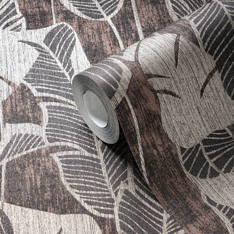 Wallpaper with jungle pattern, brown and black, 1403417 AS Creation