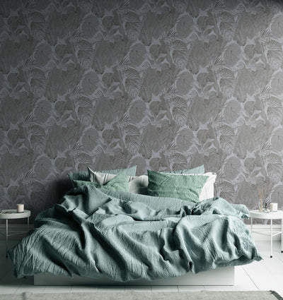 Wallpaper with jungle pattern, matt: grey, 1400523 AS Creation