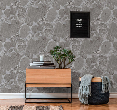 Wallpaper with jungle pattern, matt: grey, 1400523 AS Creation