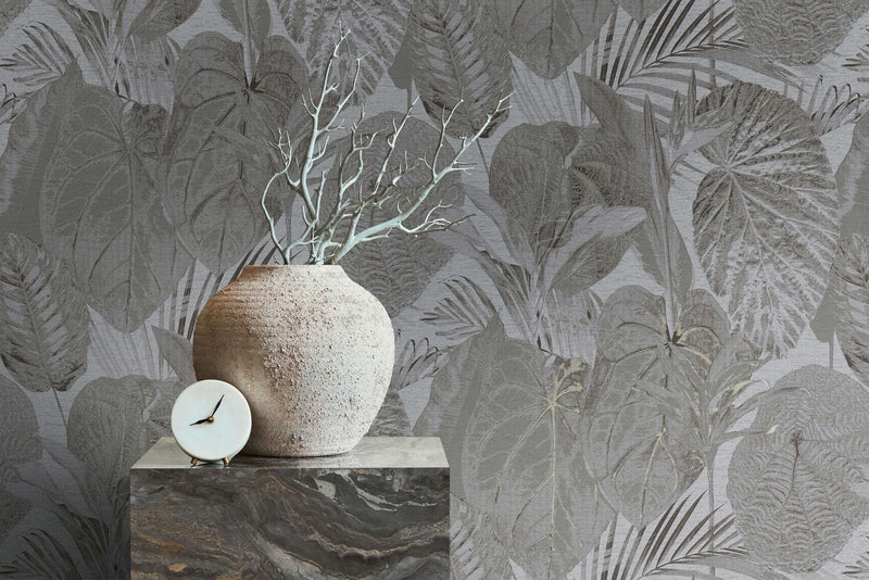 Wallpaper with jungle pattern, matt: grey, 1400523 AS Creation