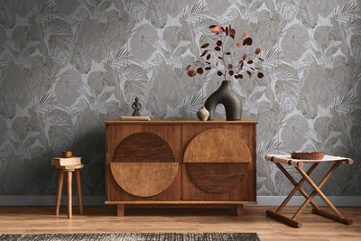 Wallpaper with jungle pattern, matt: grey, 1400523 AS Creation