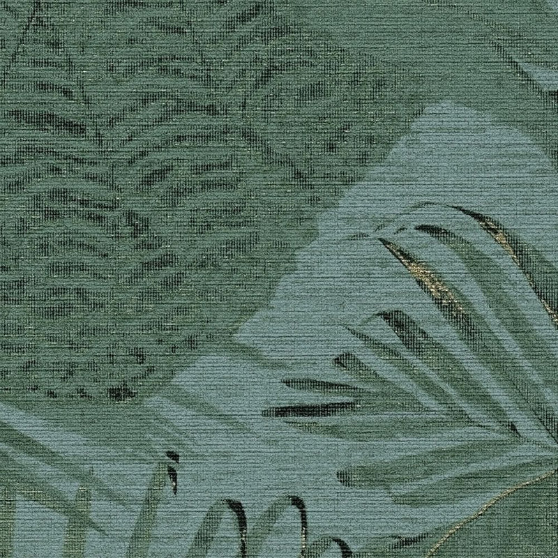 Tapetes ar džungļu rakstu, matētas: tirkīza, zila, zaļa, 1400521 AS Creation