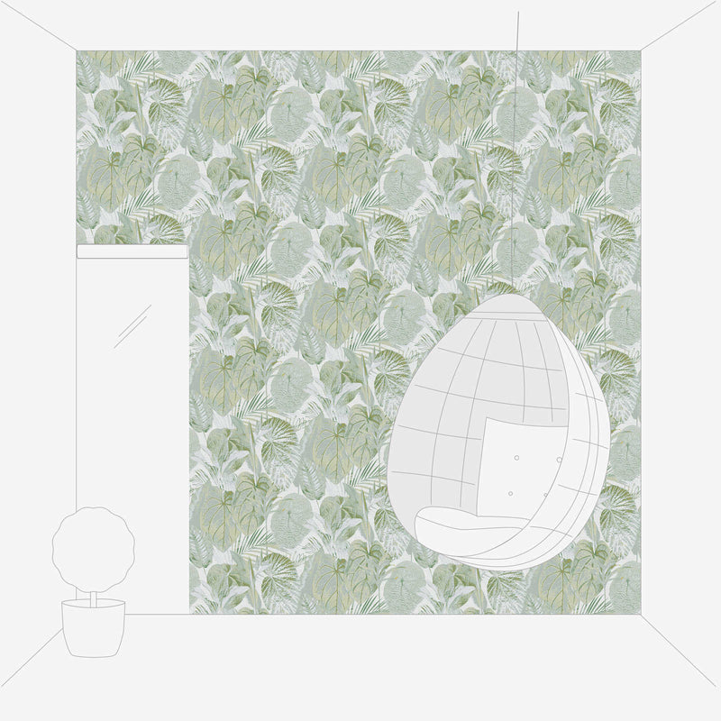 Jungle wallpaper, matt: green, white, 1400522 AS Creation