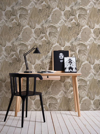 Jungle pattern wallpaper, lightly textured, matt: beige, 1400517 AS Creation