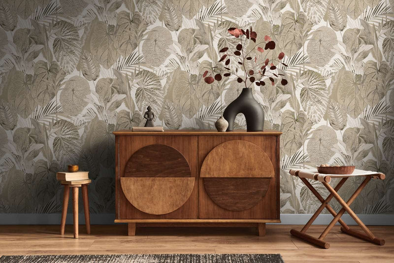 Jungle pattern wallpaper, lightly textured, matt: beige, 1400517 AS Creation