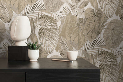 Jungle pattern wallpaper, lightly textured, matt: beige, 1400517 AS Creation