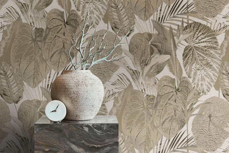 Jungle pattern wallpaper, lightly textured, matt: beige, 1400517 AS Creation