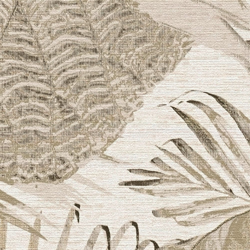 Обои с рисунком джунглей, слегка фактурные, матовые: бежевый, 1400517 AS Creation