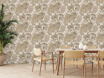 Jungle pattern wallpaper, lightly textured, matt: beige, 1400517 AS Creation