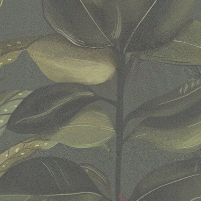 Wallpaper with exotic leaves: dark green, 1402134 AS Creation