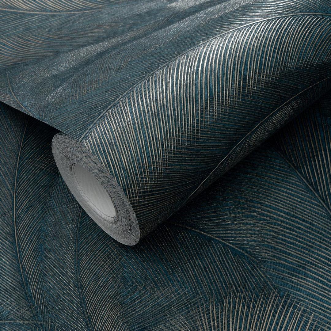 Tapetes 3776103: Lapas, tumši zila/zelts Erismann