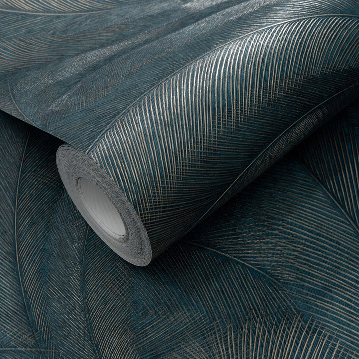 Tapetes 3776103: Lapas, tumši zila/zelts Erismann