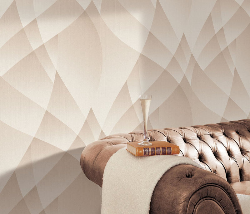 Wallpaper with elegant geometric pattern in beige, Erismann, 3752132 Erismann