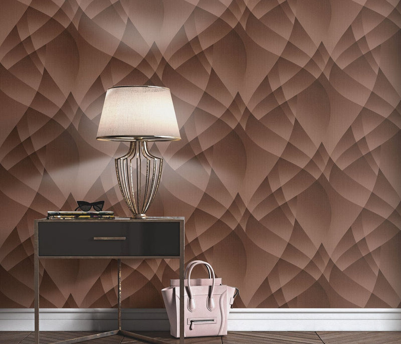Wallpaper with elegant geometric pattern in bronze, Erismann, 3752210 Erismann