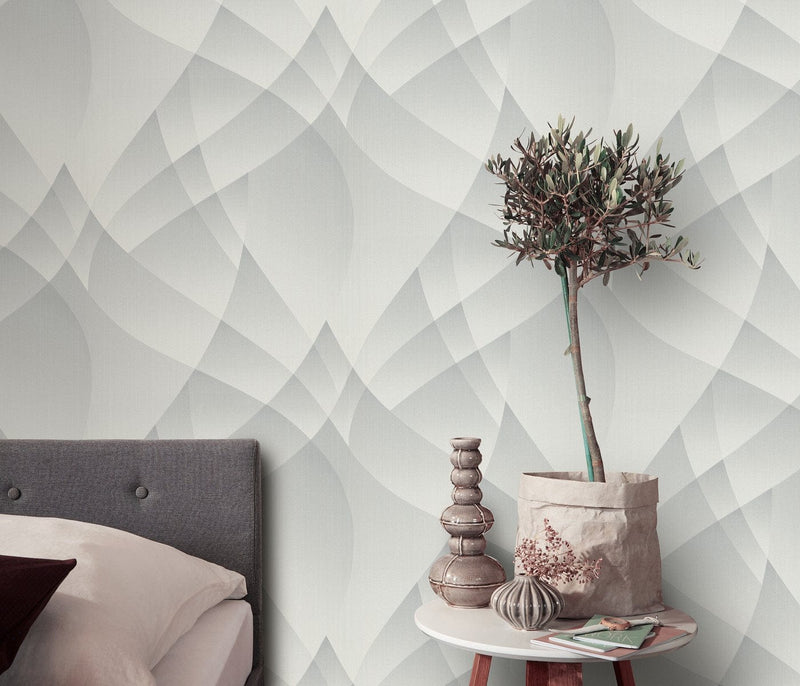 Wallpaper with elegant geometric pattern in light grey, Erismann, 3752167 Erismann