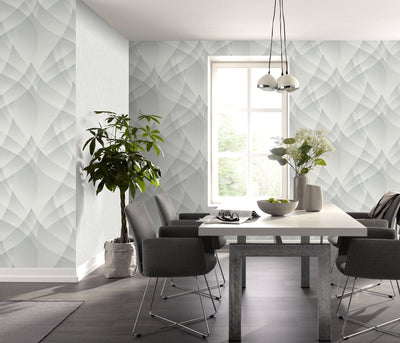 Wallpaper with elegant geometric pattern in light grey, Erismann, 3752167 Erismann