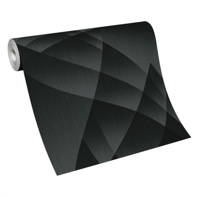 Wallpaper with elegant geometric pattern in black, Erismann, 3752147 Erismann