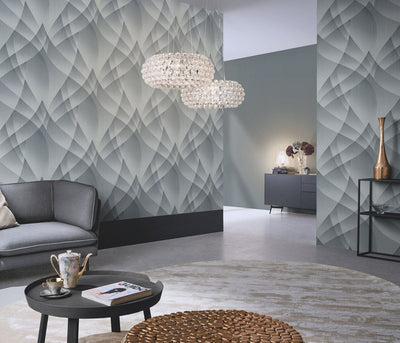 Wallpaper with elegant geometric pattern in silver/grey, Erismann, 3752165 Erismann