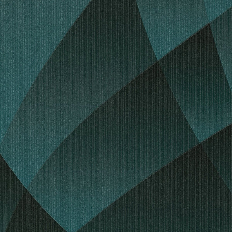 Wallpaper with elegant geometric pattern in turquoise, Erismann, 3752152 Erismann