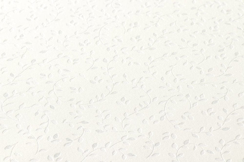 Tapetes ar filigrāna lapu motīvu, teksturētas - metālika, balta, 1327653 AS Creation
