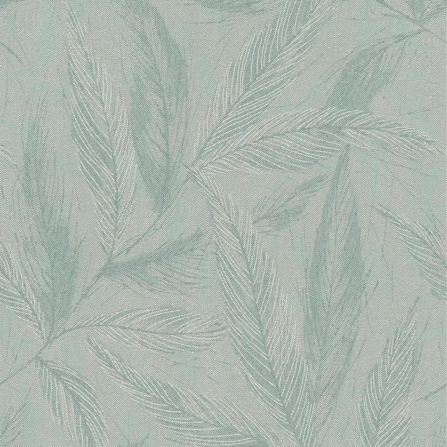 Detailvaade: roheline tapeet filigraansete sulgede ja reljeefsete kujutistega. SKU: 3010665, AS Creation.