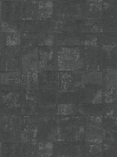 Wallpaper with tile appearance and metallic effect, black - 1406652 AS Creation