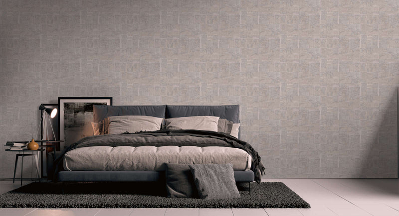 Wallpaper with tile look and metallic effect, grey with pink tint - 1406650 AS Creation