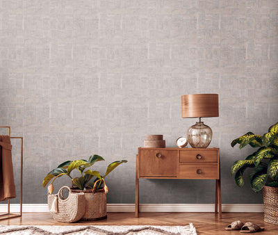 Wallpaper with tile look and metallic effect, grey with pink tint - 1406650 AS Creation