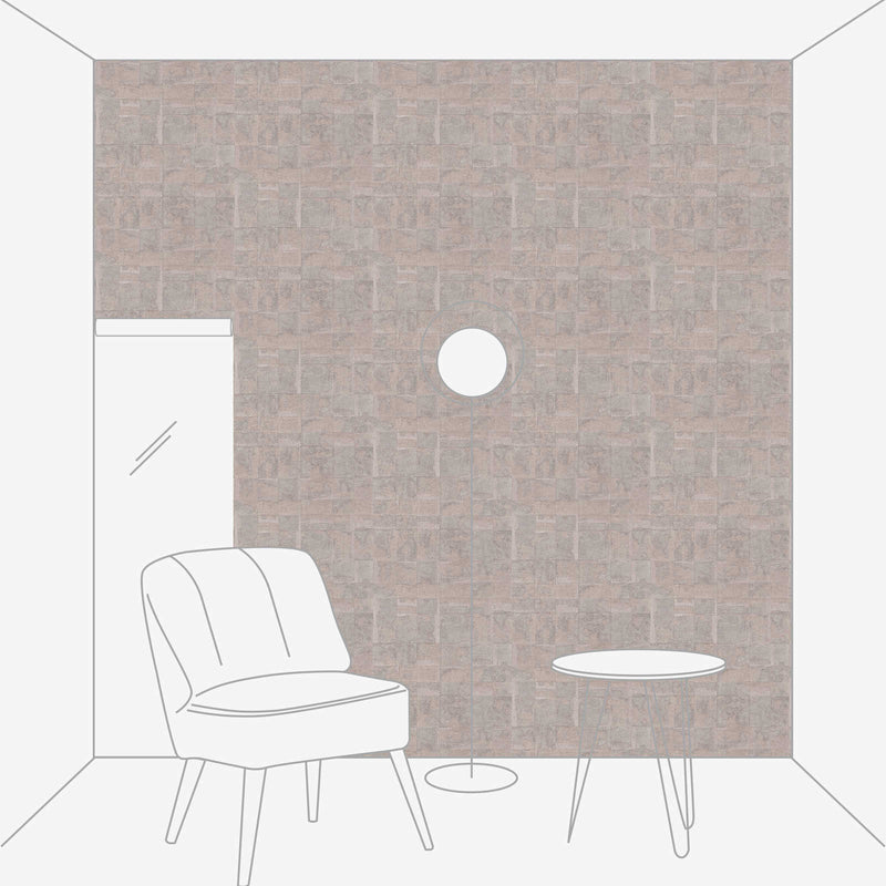 Wallpaper with tile look and metallic effect, grey with pink tint - 1406650 AS Creation