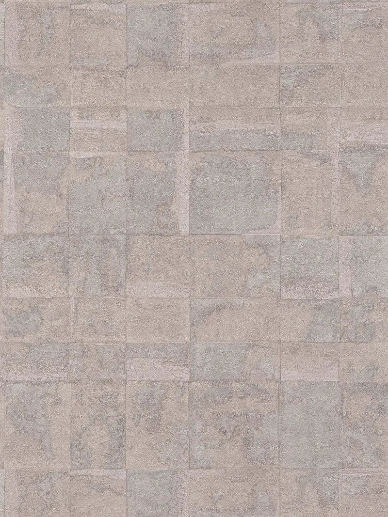 Wallpaper with tile look and metallic effect, grey with pink tint - 1406650 AS Creation