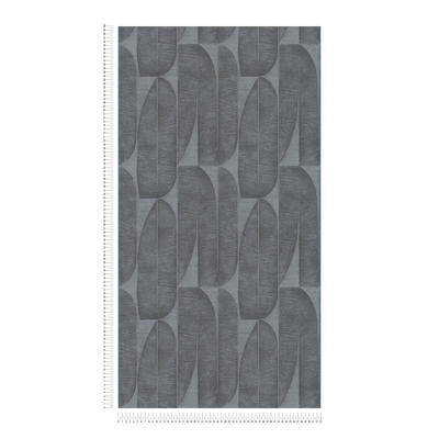 Tapetes ar ģeometrisko lapu rakstu melnā, antracīta krāsā, 1406450 AS Creation