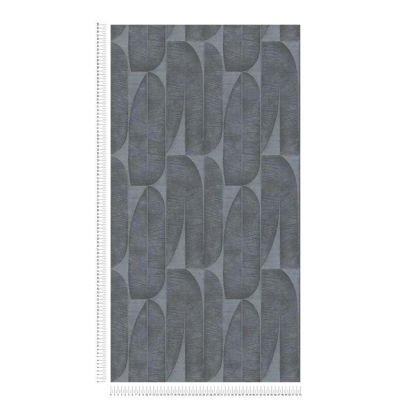 Juodos, antracito spalvos tapetai su geometriniu lapų raštu, 1406450 AS Creation