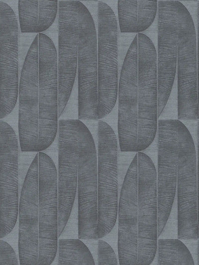 Wallpaper with geometric leaf pattern in black, anthracite, 1406450 AS Creation