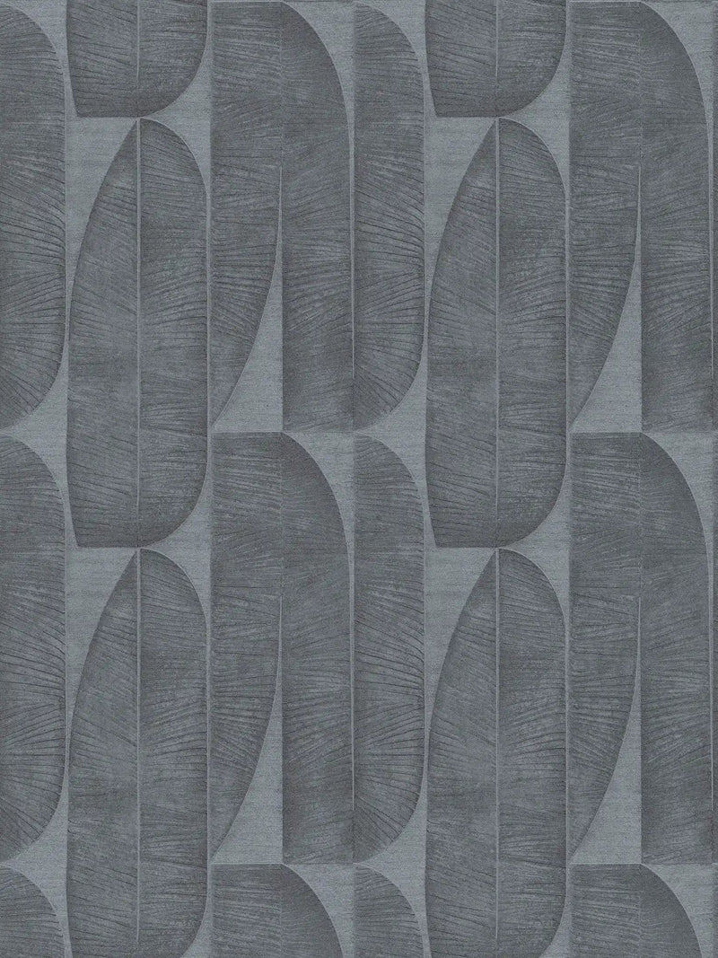Juodos, antracito spalvos tapetai su geometriniu lapų raštu, 1406450 AS Creation