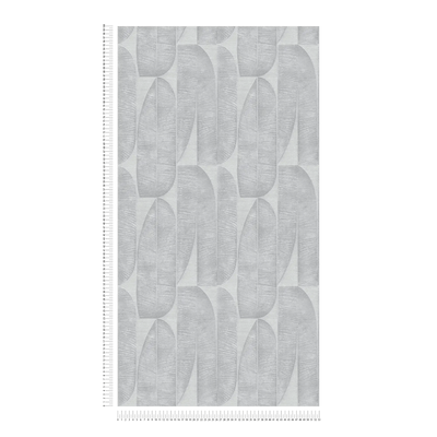 Tapetes ar ģeometrisko lapu rakstu pelēkā krāsā, 1406446 AS Creation