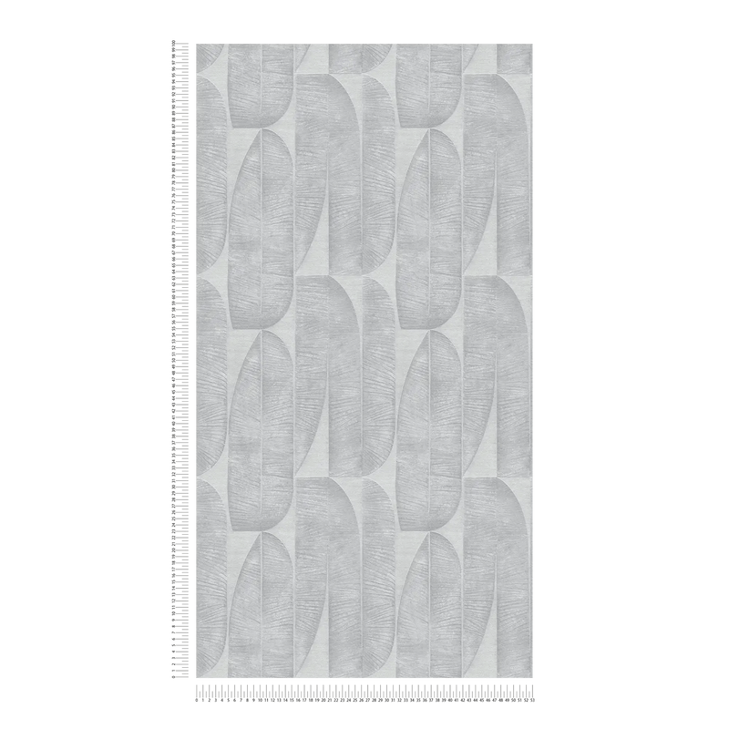 Wallpaper with geometric leaf pattern in grey, 1406446 AS Creation