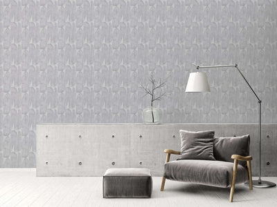 Wallpaper with geometric leaf pattern in grey, 1406446 AS Creation