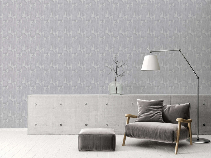 Wallpaper with geometric leaf pattern in grey, 1406446 AS Creation