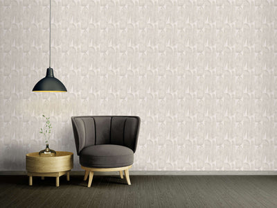 Wallpaper with geometric leaf pattern in taupe, 1406445 AS Creation