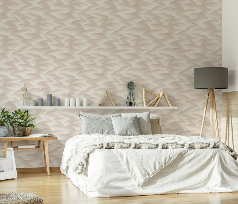 Wallpaper with geometric pattern: waves in beige, Erismann, 3751622 Erismann