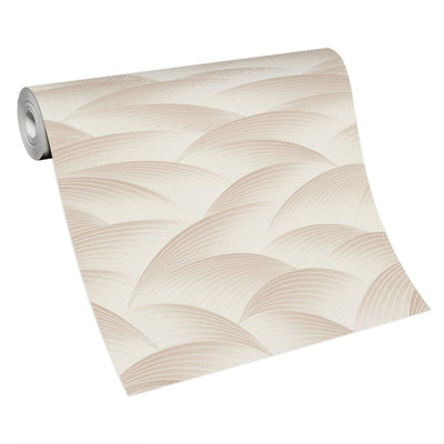 Wallpaper with geometric pattern: waves in beige, Erismann, 3751622 Erismann