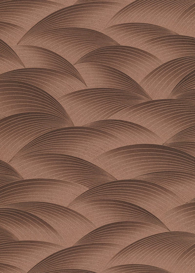 Wallpaper with geometric pattern: waves in bronze, Erismann, 3751700 Erismann