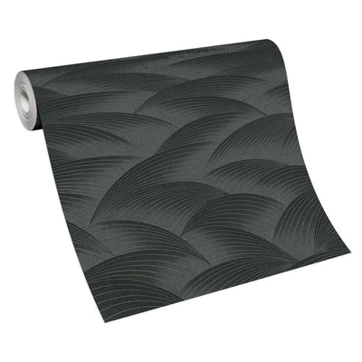 Geomeetrilise mustriga tapeet: mustad lained, Erismann, 3751637 Erismann