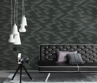 Wallpaper with geometric pattern: waves in black, Erismann, 3751637 Erismann