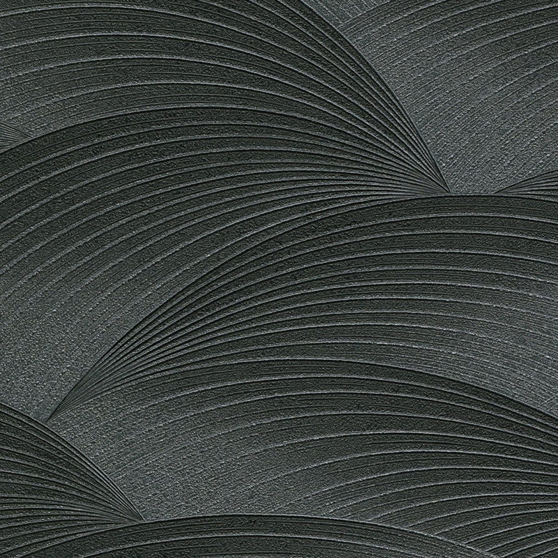 Wallpaper with geometric pattern: waves in black, Erismann, 3751637 Erismann