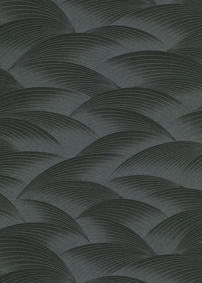 Wallpaper with geometric pattern: waves in black, Erismann, 3751637 Erismann