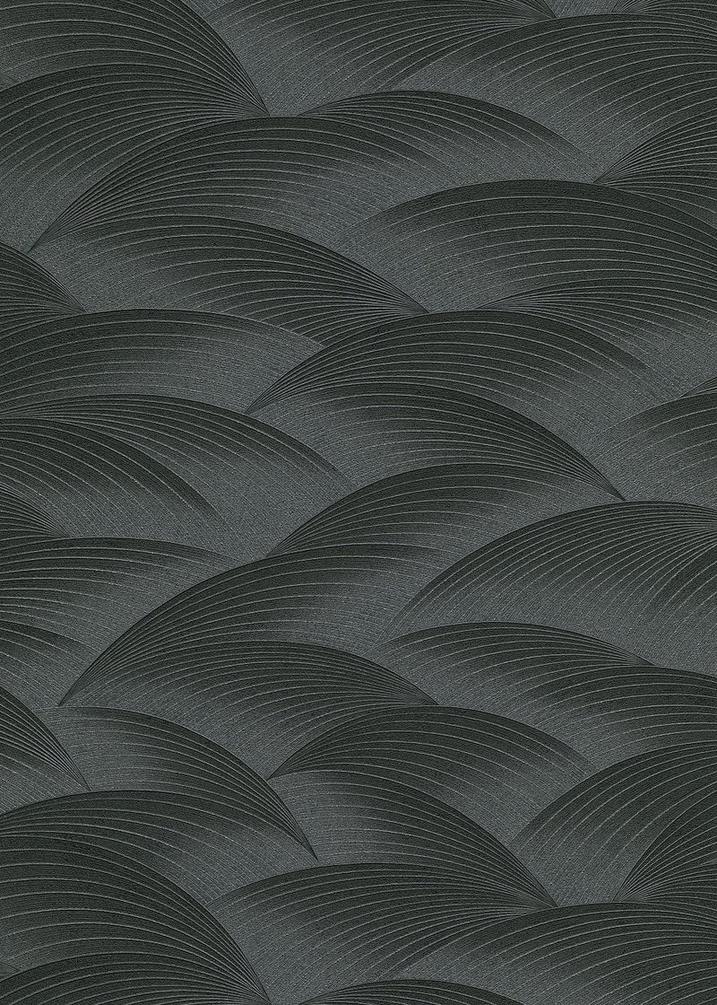 Wallpaper with geometric pattern: waves in black, Erismann, 3751637 Erismann