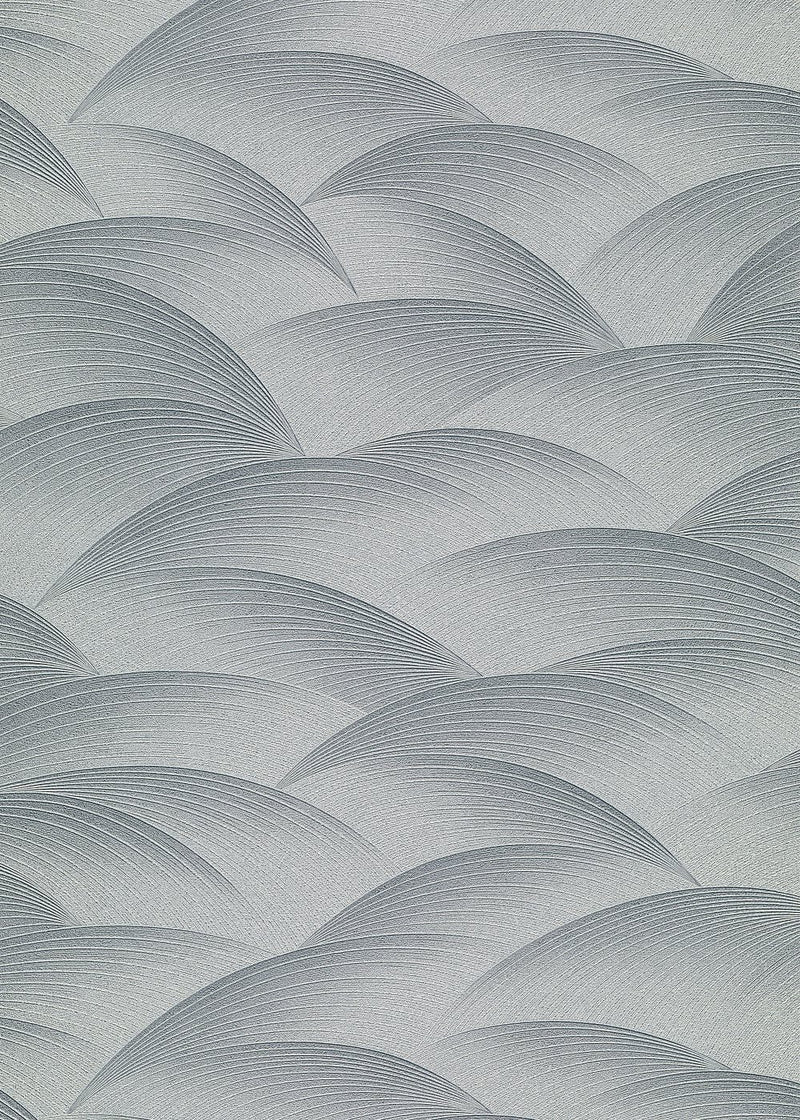 Wallpaper with geometric pattern: waves in silver, Erismann, 3751655 Erismann